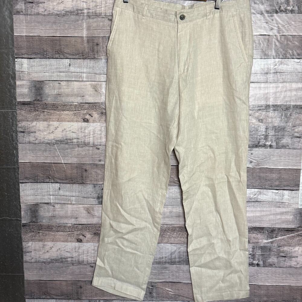 Tasso Elba Island Linen Pants Mens 34x32 Beige Relaxed Lightweight Casual